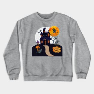 Spooky Halloween haunted house. Crewneck Sweatshirt